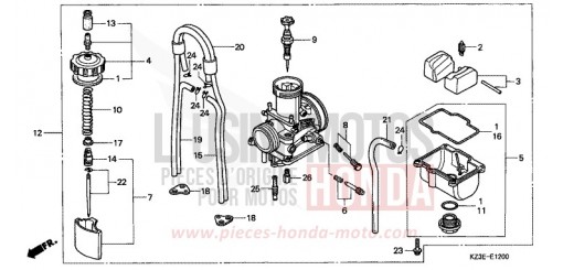 CARBURETOR (1) CR250RY de 2000